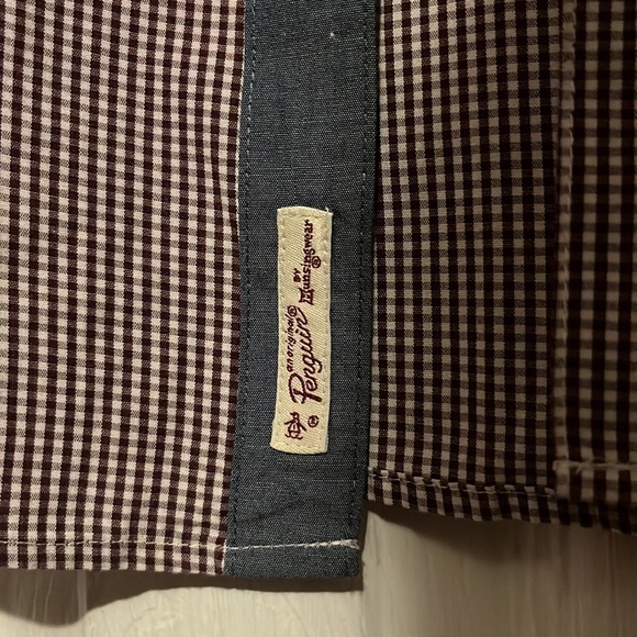 Mens Penguin burgundy checked button down size S - Picture 4 of 4